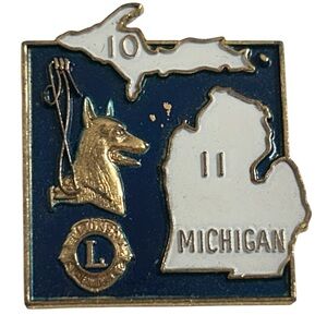 Vintage Michigan Lions Club International Dist. 10 & 11 Leader Dogs Lapel Pin